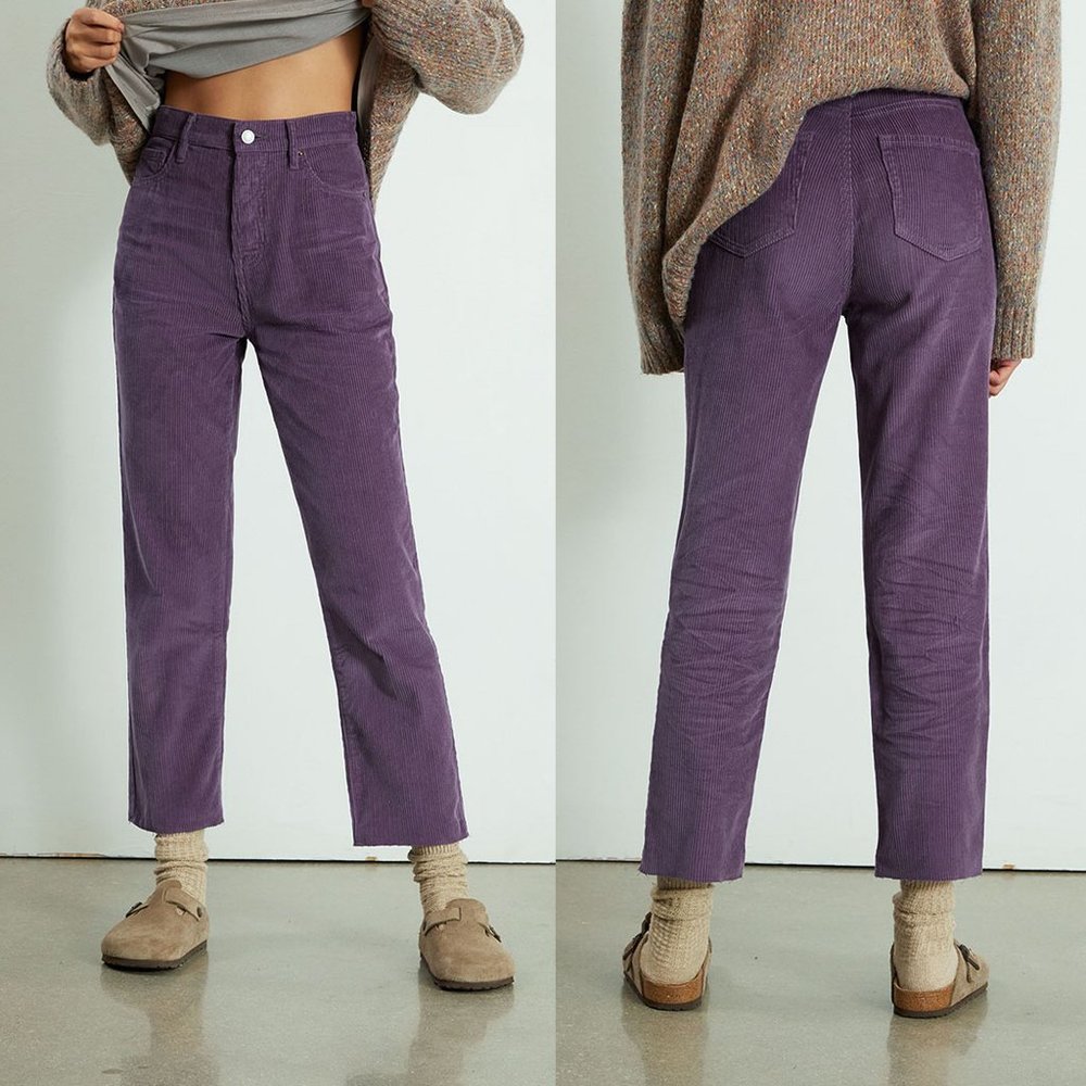 PacSun Purple Corduroy High Waisted Straight Leg Jeans